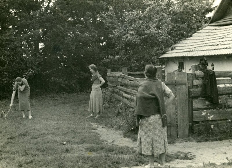 KKE 4963.jpg - Fot. W zagrodzie. Jadwiga Strumiłło z Haliną Centkiewicz, Miratycze, 1937 r.